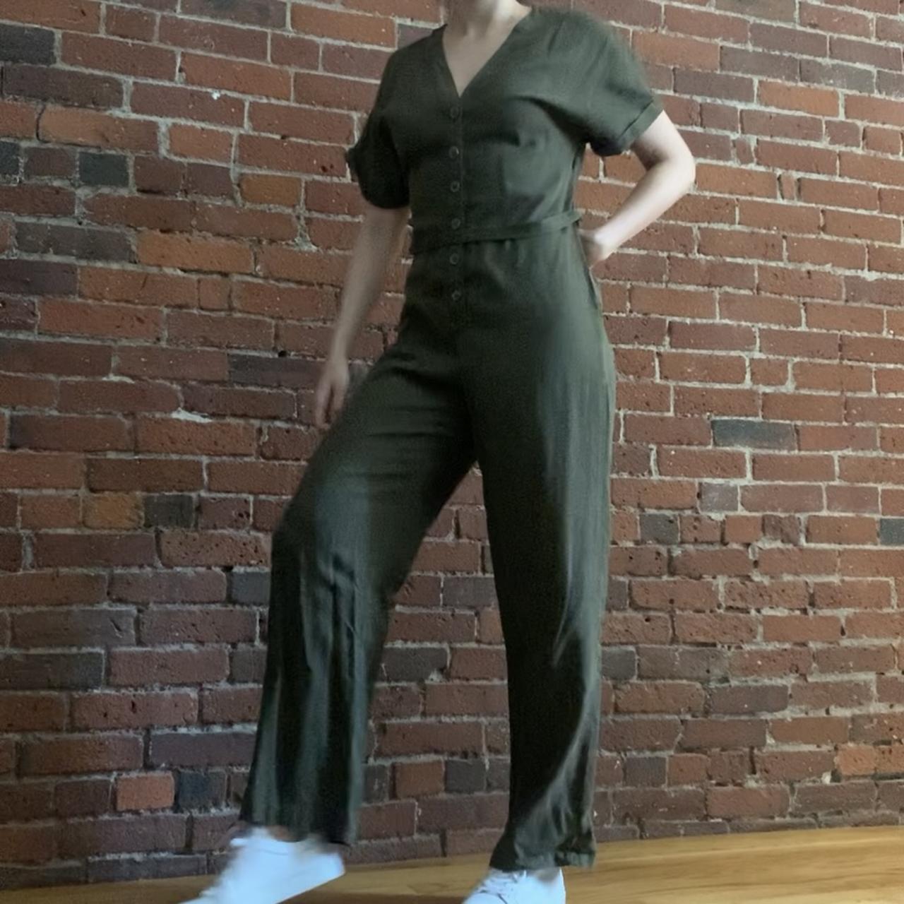 Mango Khaki Jumpsuit Extremely comfy green jumpsuit... Depop