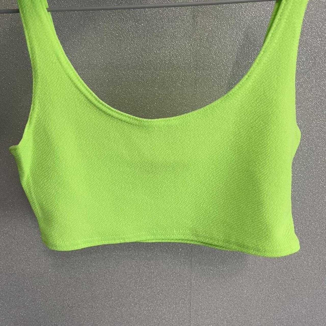 PrettyLittleThing Women's Green and Yellow Croptop Depop