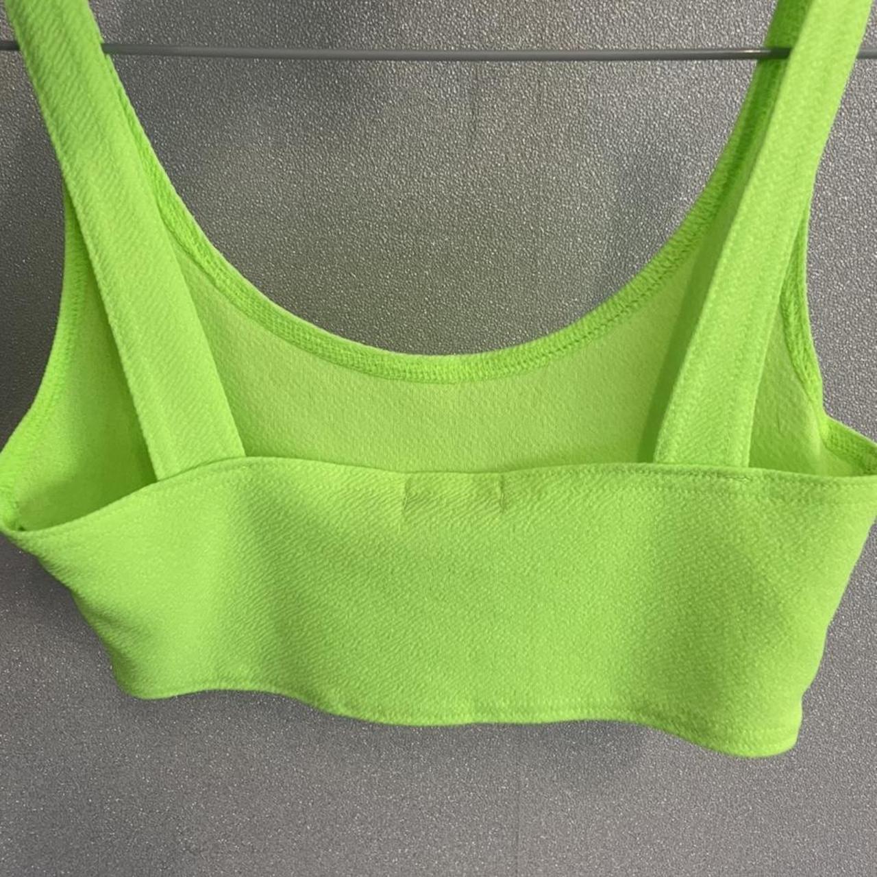 PrettyLittleThing Women's Green and Yellow Croptop Depop
