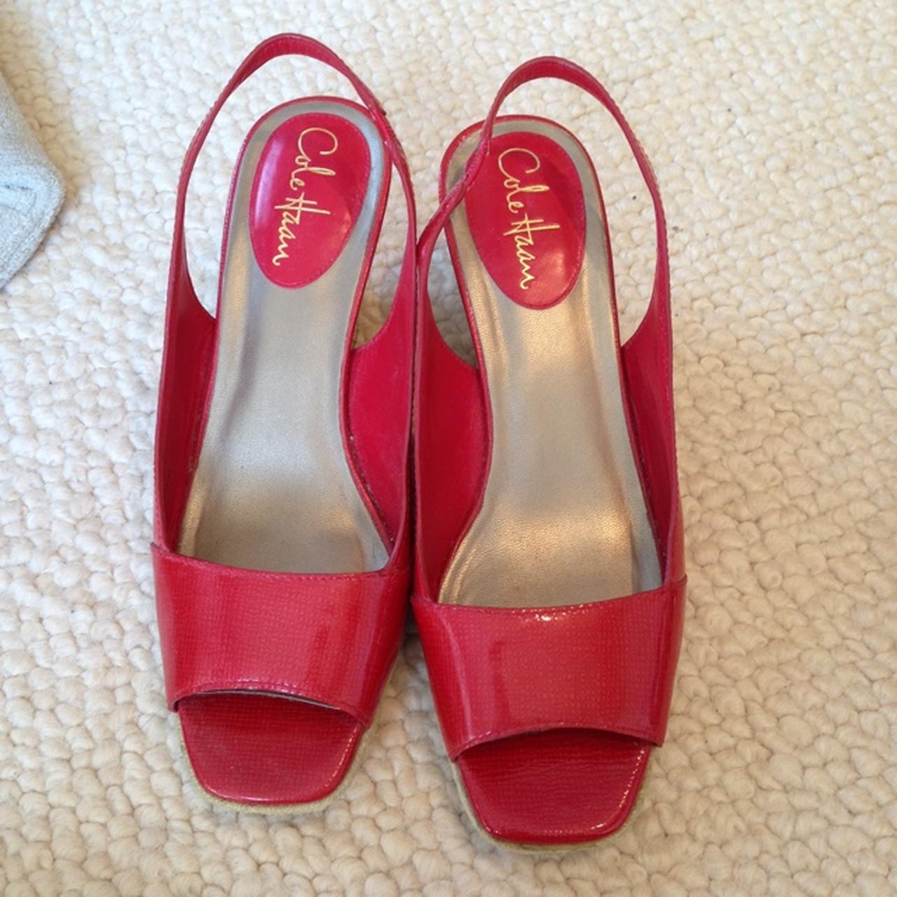 Cole Hann size 81/2 red patent red espadrille sandal... - Depop