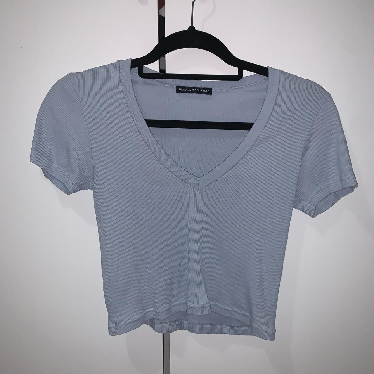 Brandy Melville blue v neck top brandymelville Depop