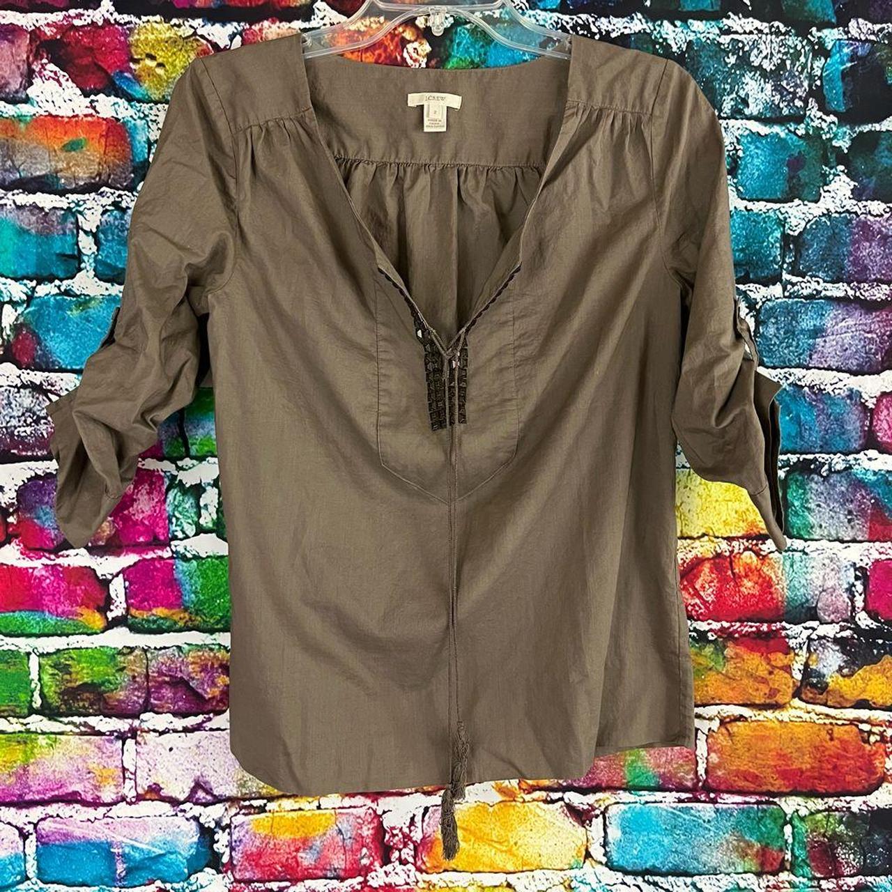 J. Crew Studded Peasant Top Shirt Blouse Size 2 Roll... Depop