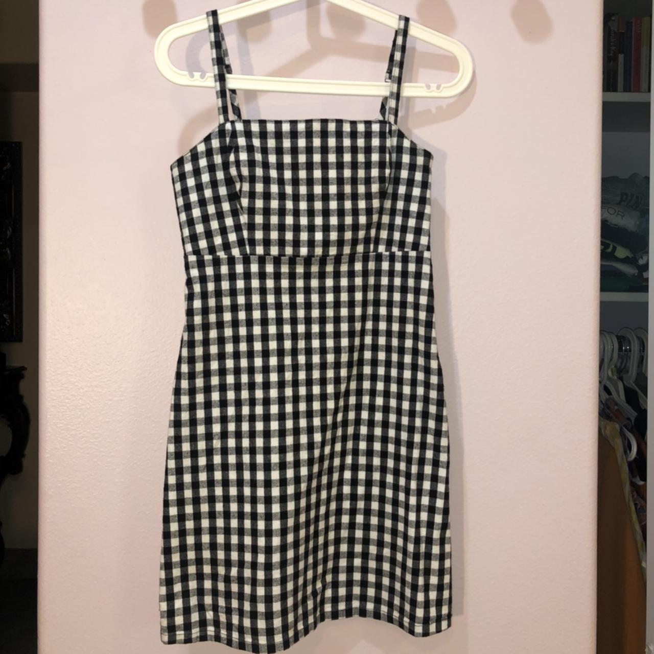 hollister gingham mini dress! cute spaghetti Depop