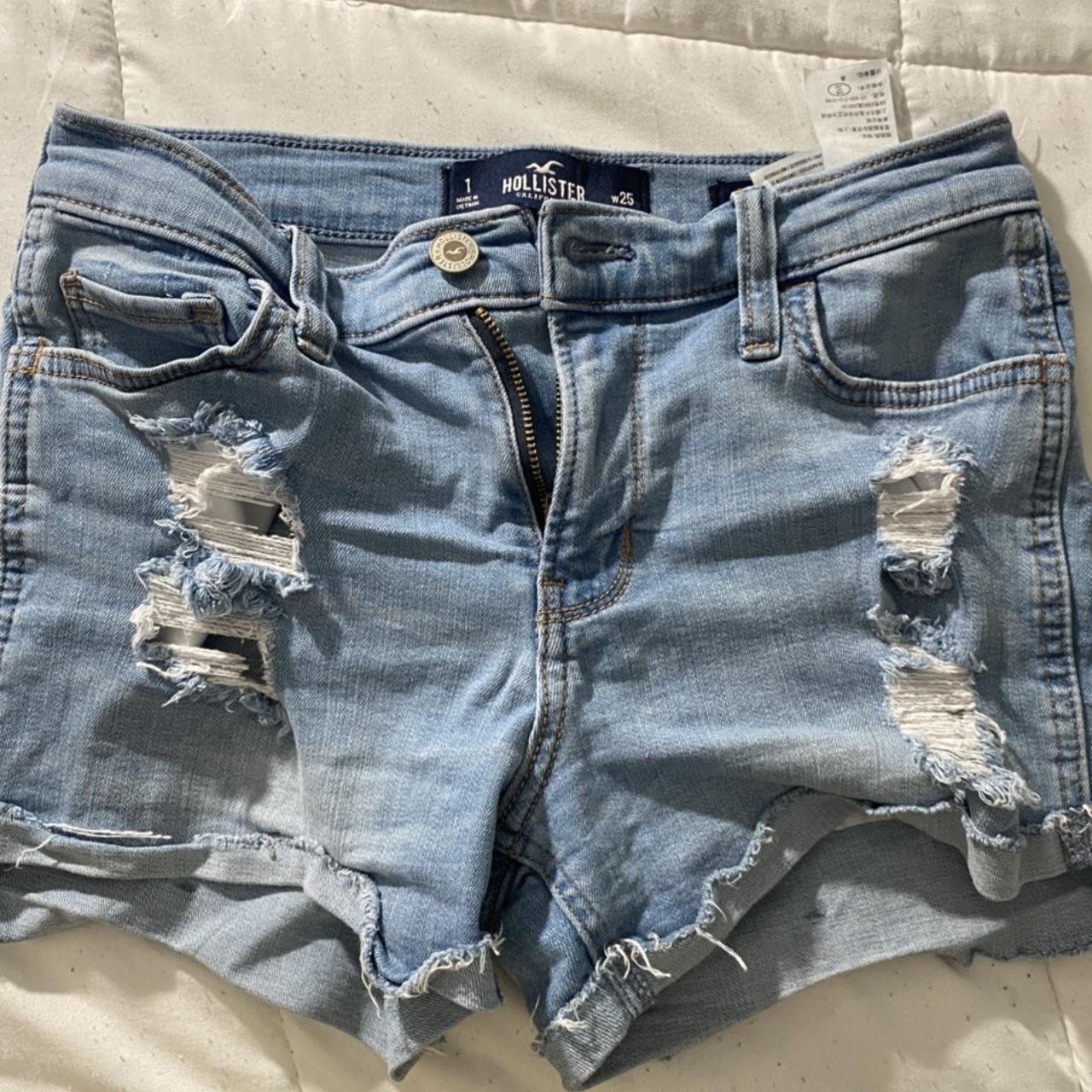 Light Blue Hollister Mid Rise Short 3” Advanced... - Depop