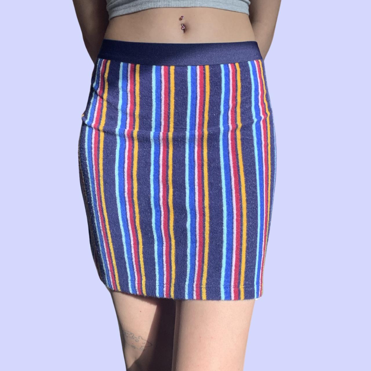 Terry cloth striped mini skirt Women’s size Small ... - Depop