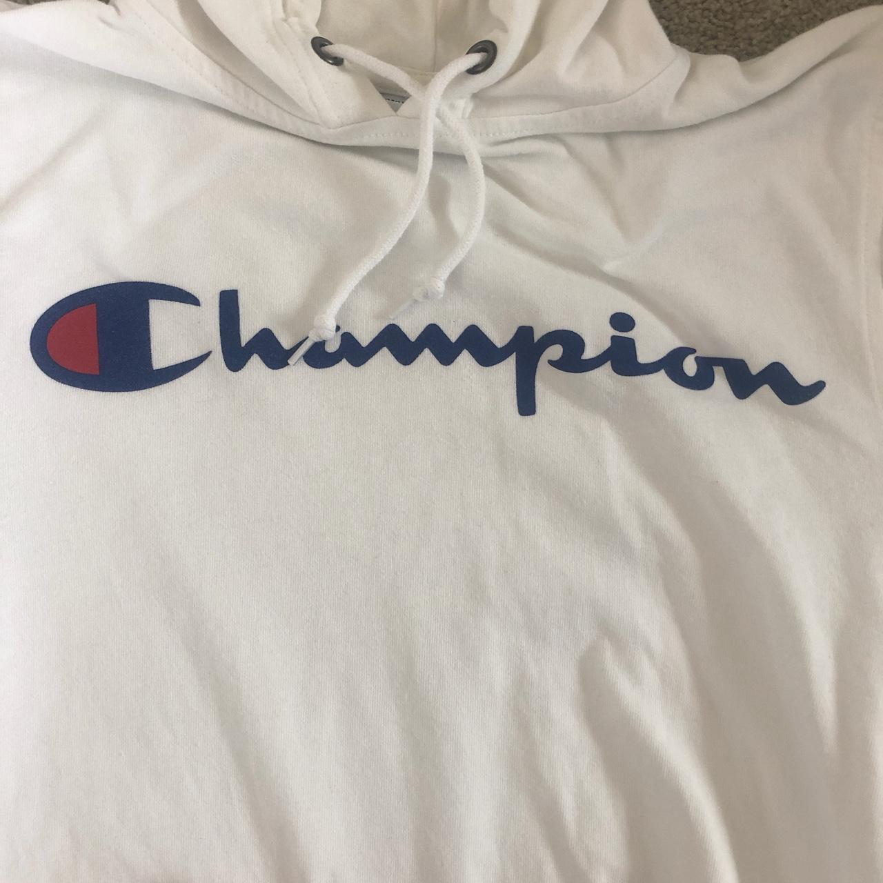 Champion Men's White Hoodie | Depop