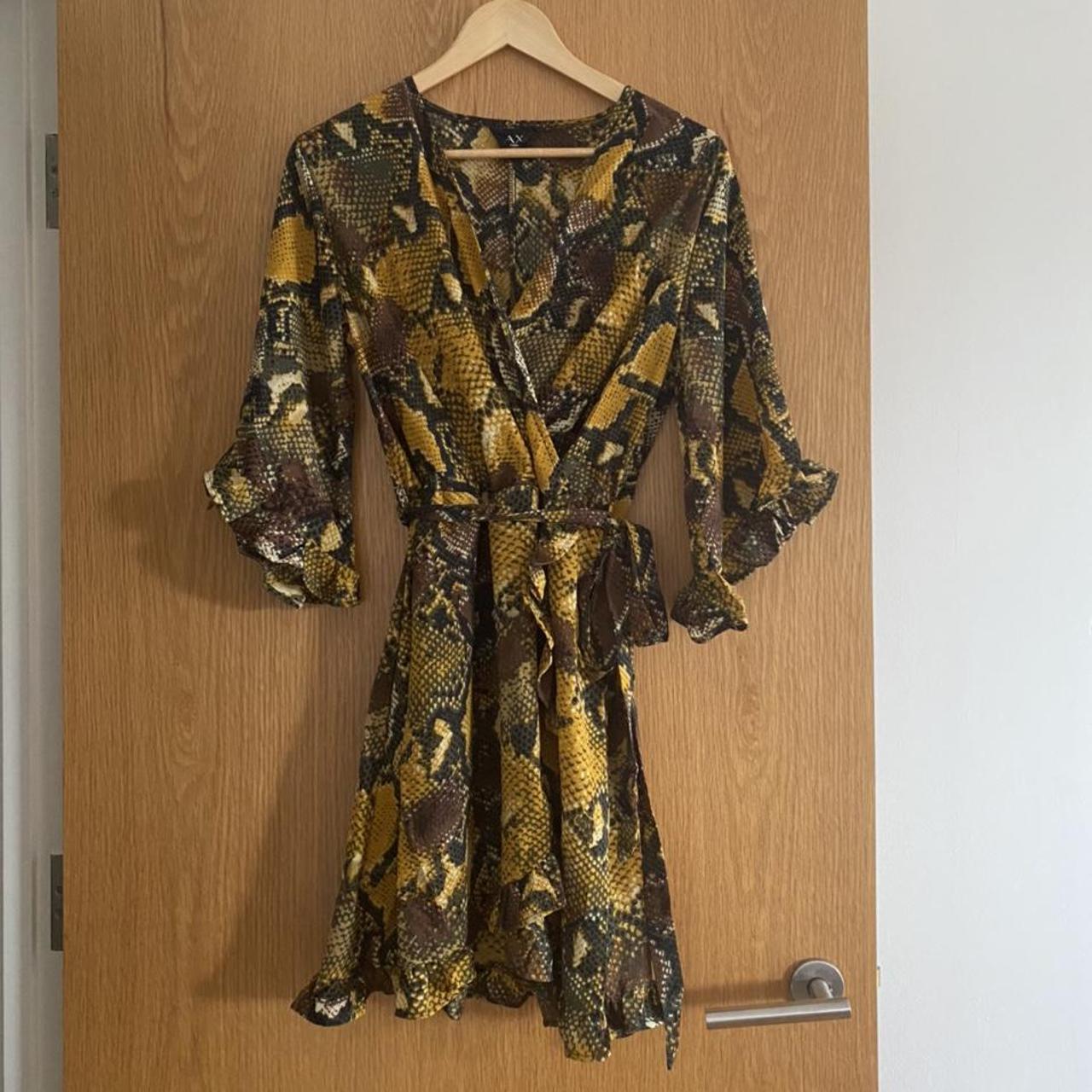 snakeskin ruffle dress