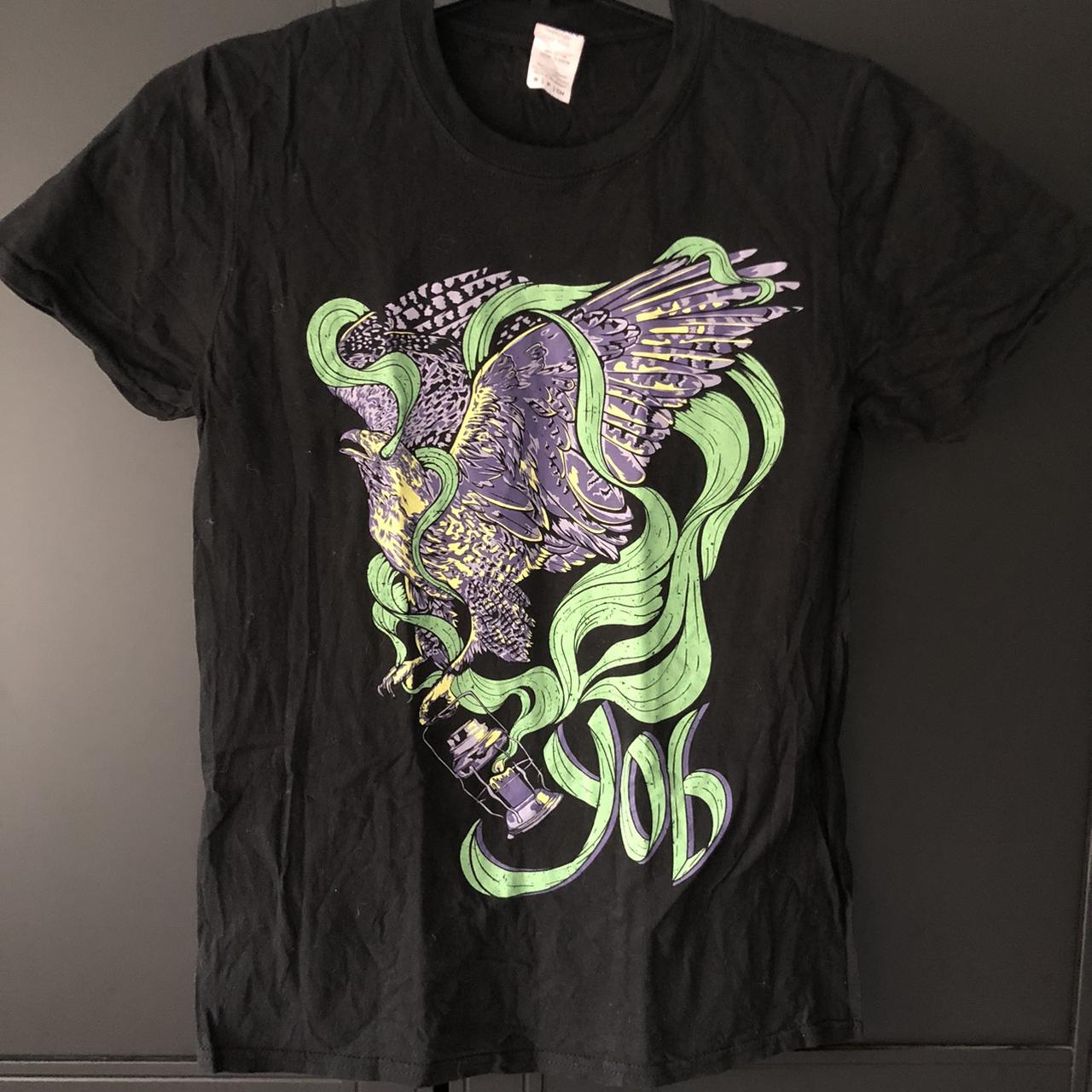 YOB 🖤 Black t-shirt with a beautiful green & purple... - Depop