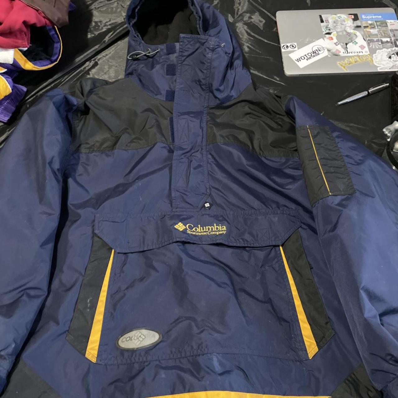 Columbia Sportswear Men's Blue and Yellow Jacket | Depop