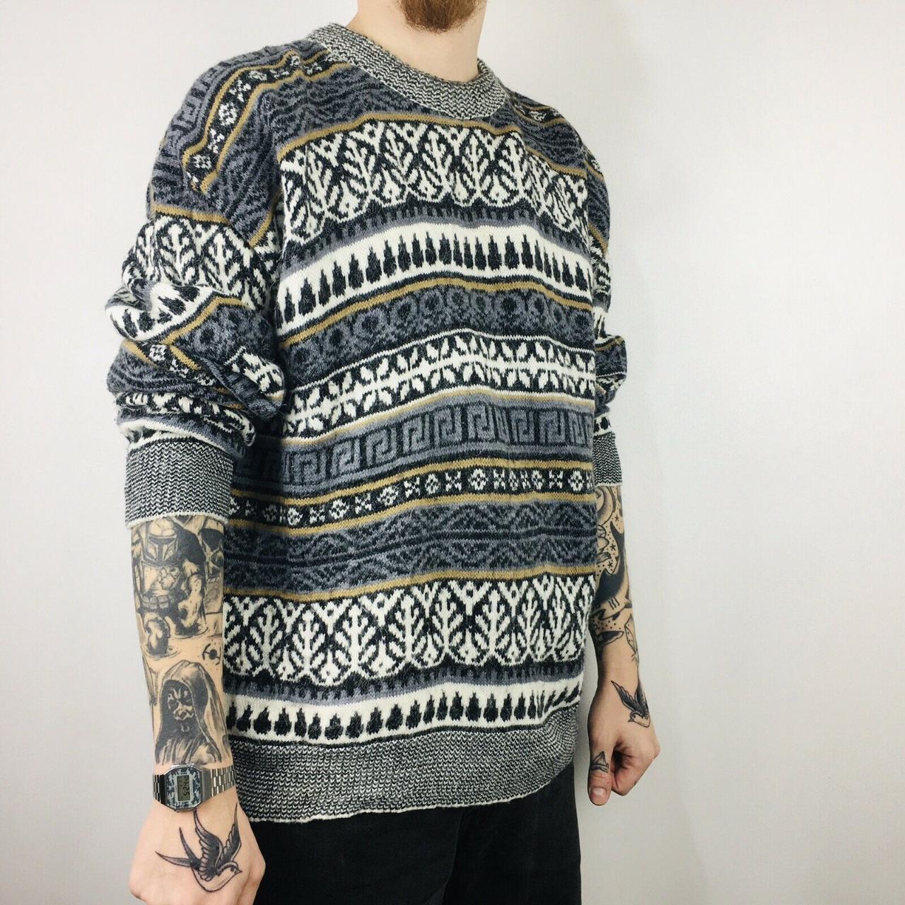 Vintage Knitted Patterned Jumper Brand... Depop