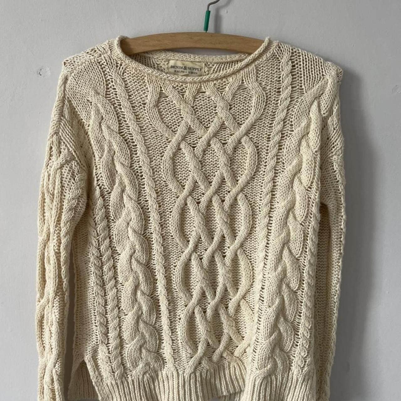 White cable knit summer Ralph Lauren jumper... - Depop