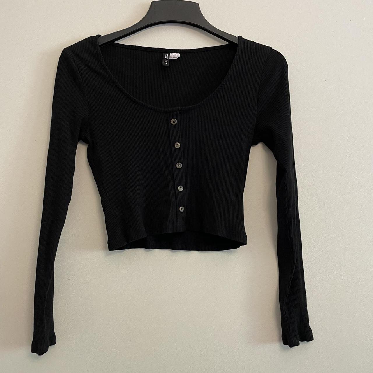 H&M black long sleeve top Womens size Medium - In... - Depop