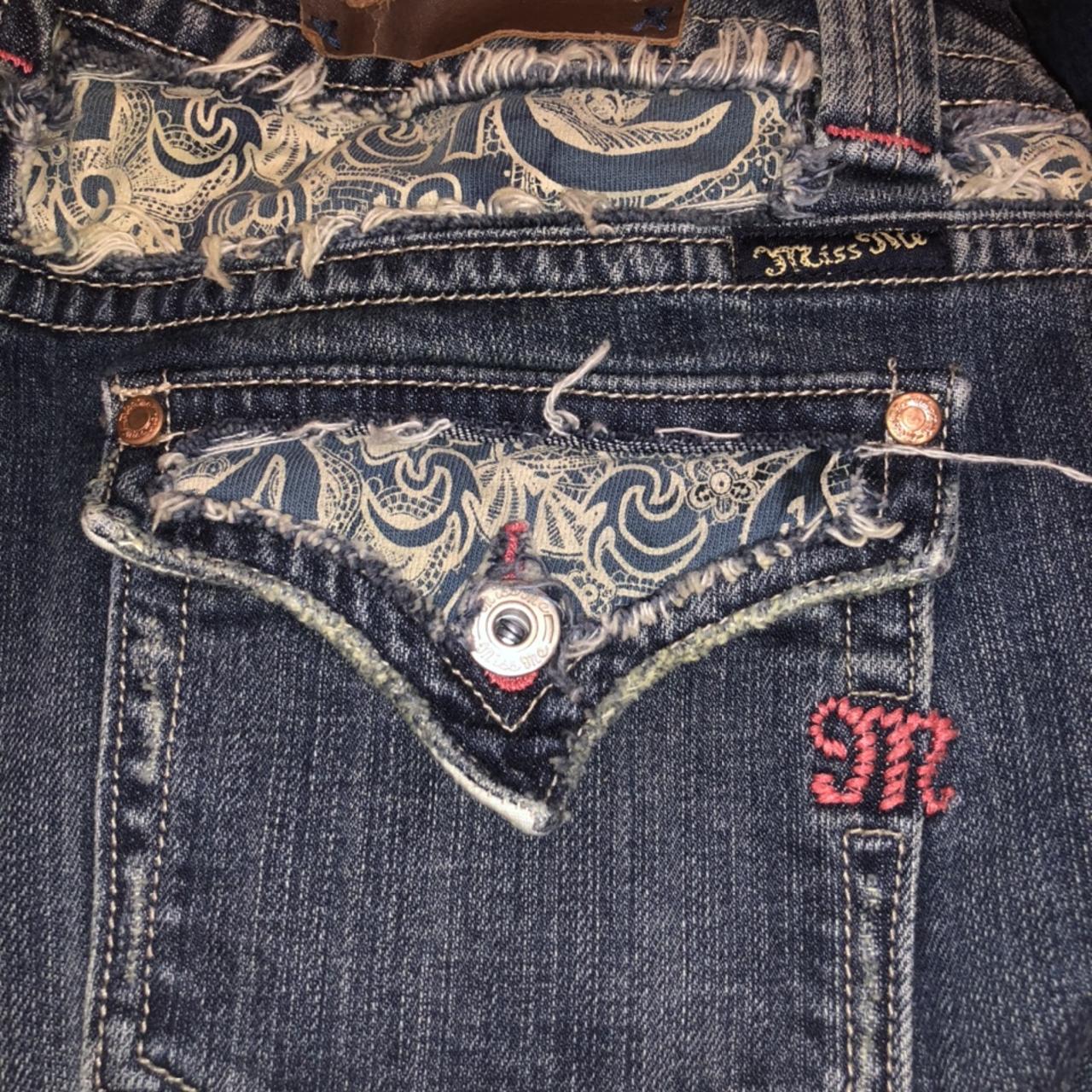 low rise miss me bootcut jeans with pattern... - Depop