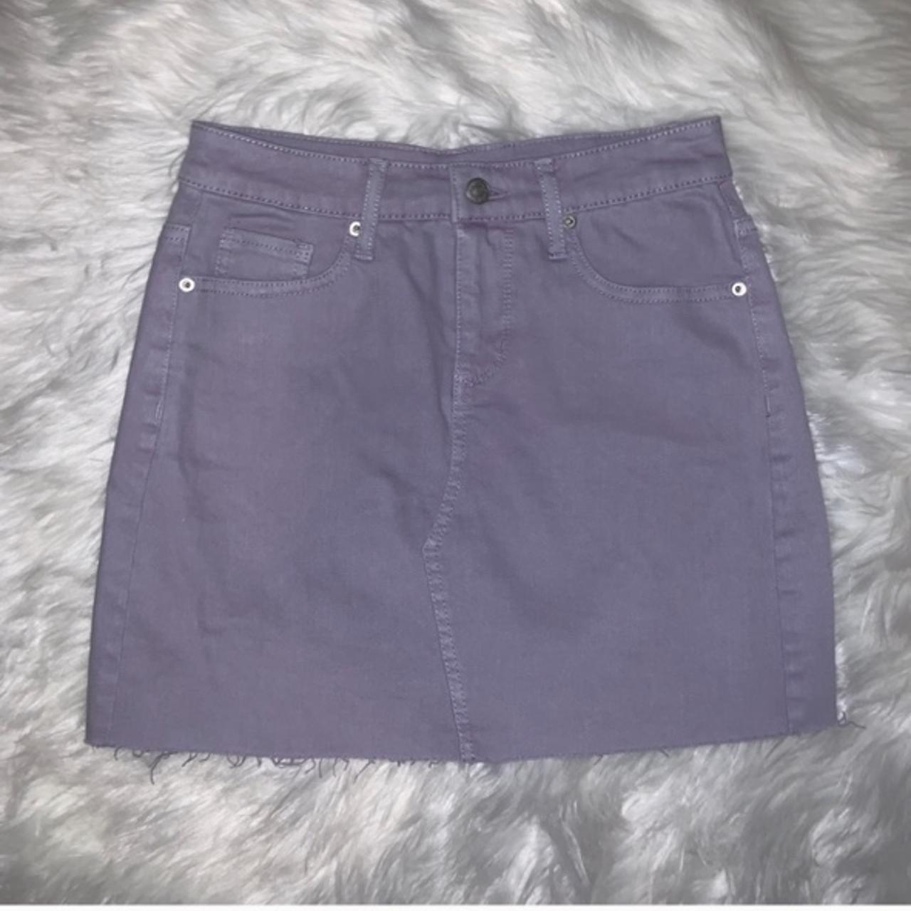 Forever 21 Mini Denim Skirt Women 6 Purple Faux Lace Up Closure Back Zip |  eBay