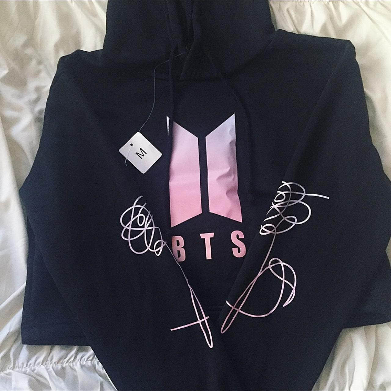 Bts cropped hoodie! Never worn, size M but fits like... - Depop