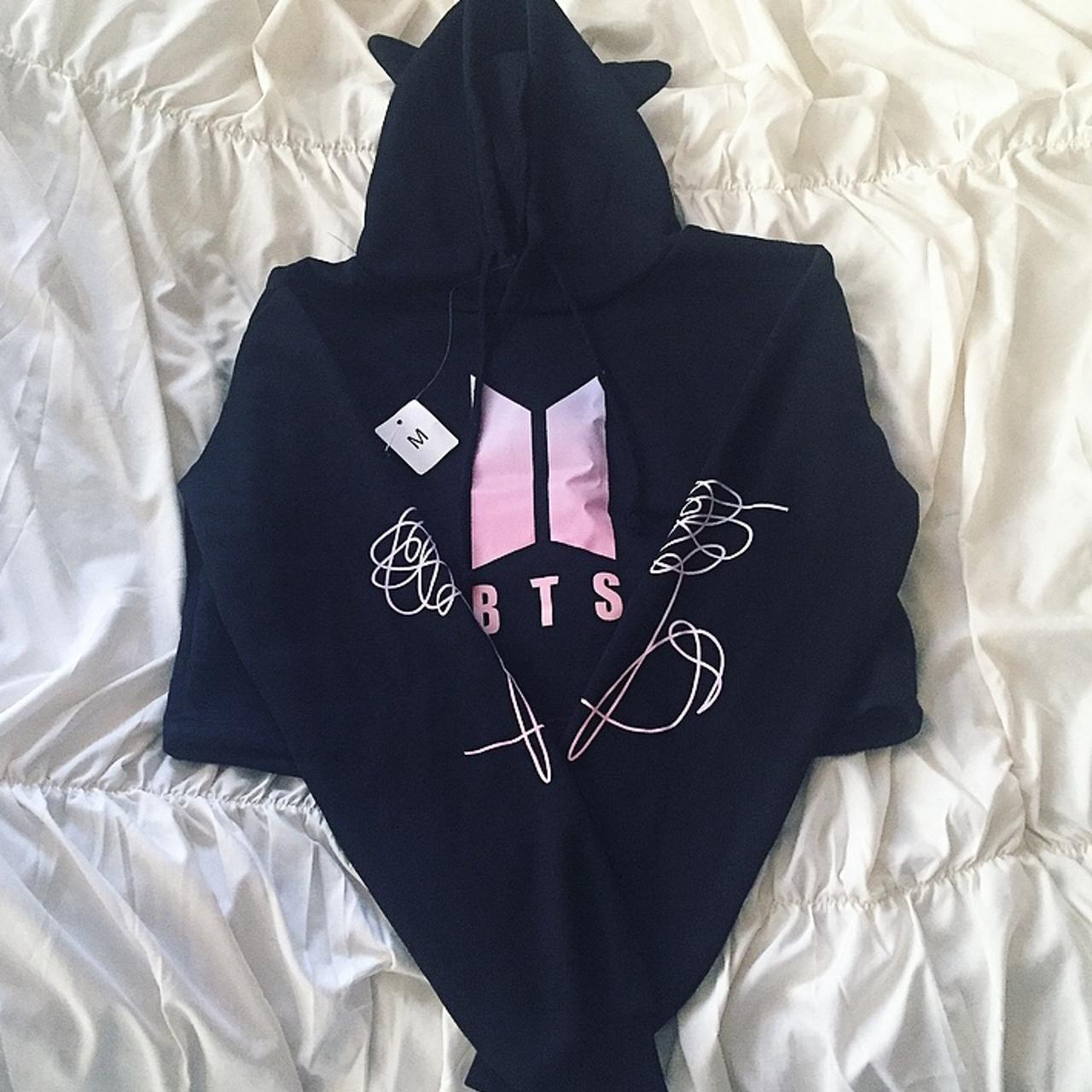 Bts cropped hoodie! Never worn, size M but fits like... - Depop