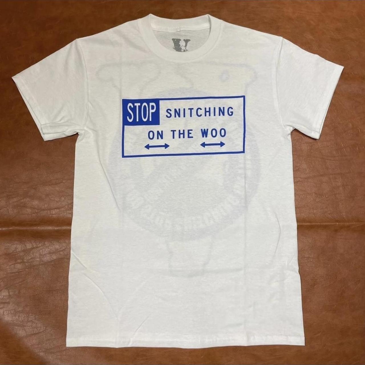 Pop smoke x vlone stop snitching T-shirt 100%... - Depop