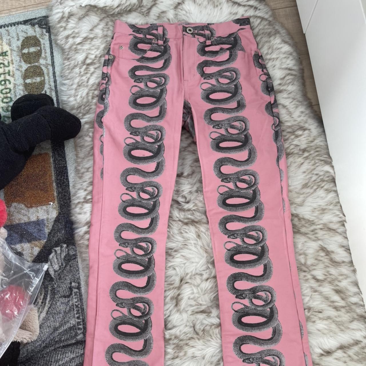 Jeans Pink Snake Pants Hysteric Glamour Pink Snake Jeans Denim Size S,