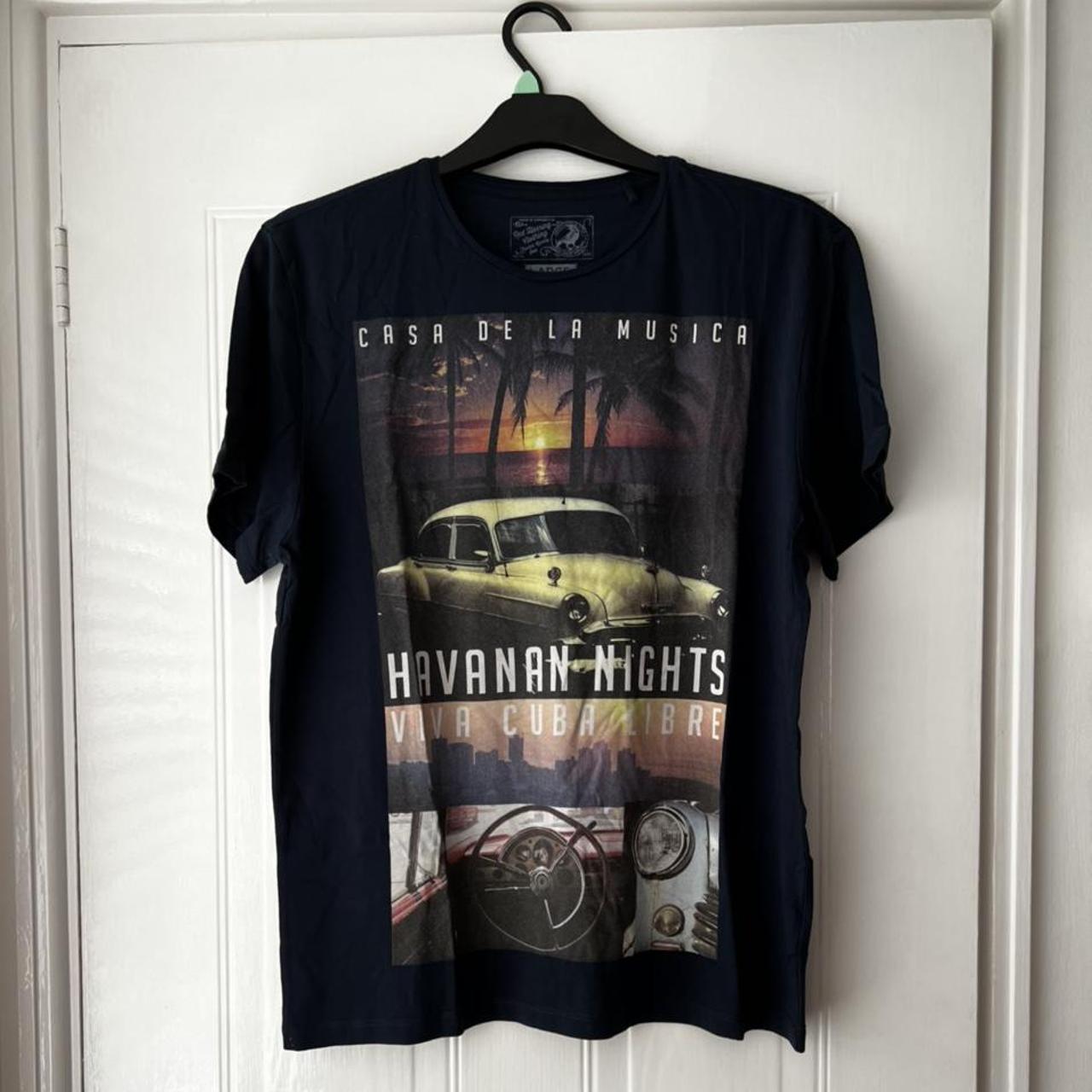 Debenhams Men's Blue and Navy Tshirt Depop