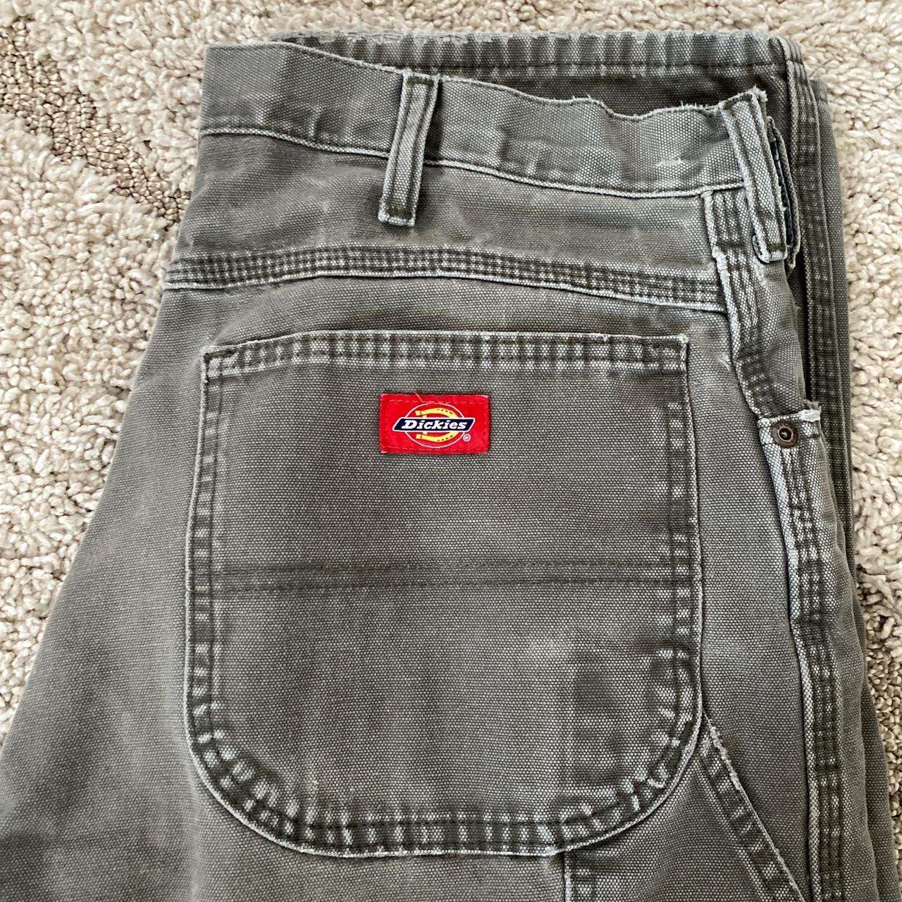 Dickies green cargo pants, white fading in some... - Depop