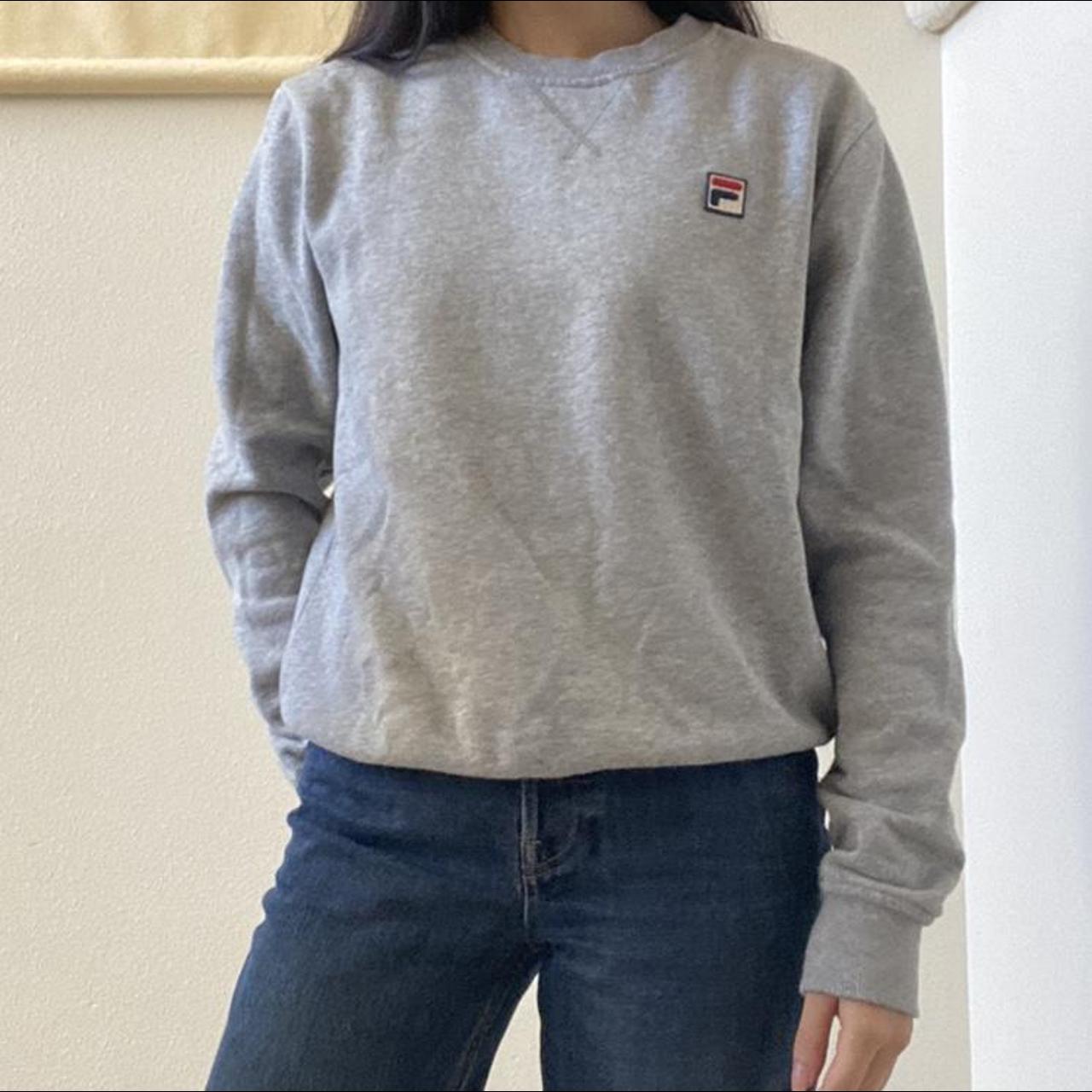 Gray fila crewneck light to medium weight Depop