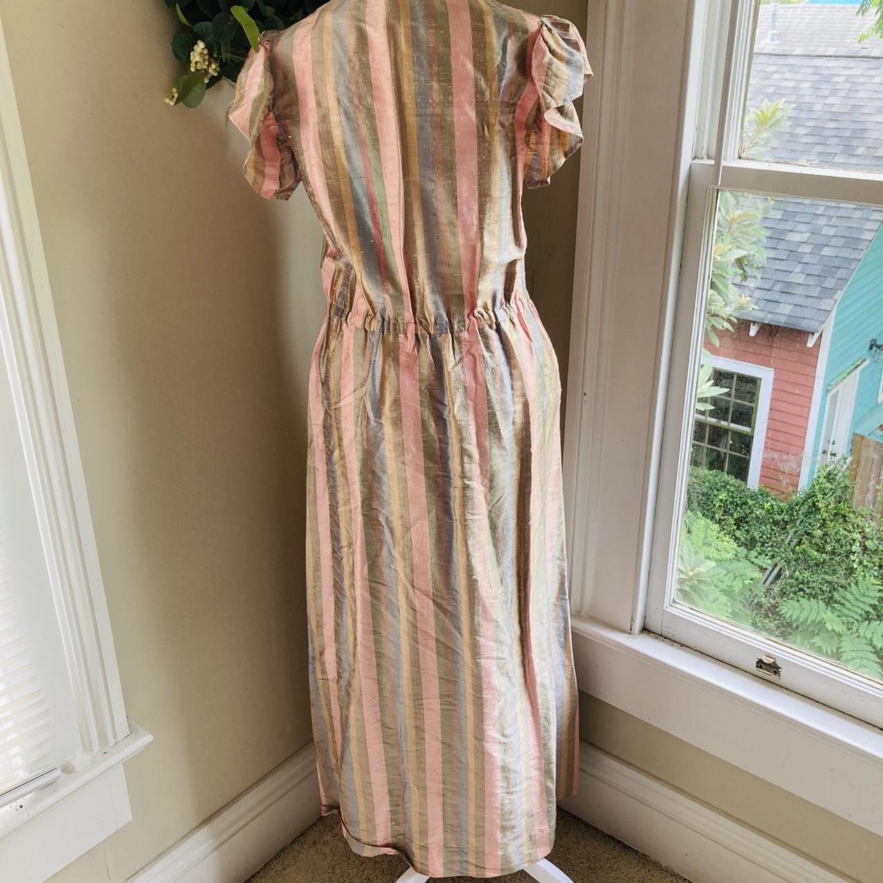 Homemade striped pastel maxi short sleeve gown... - Depop