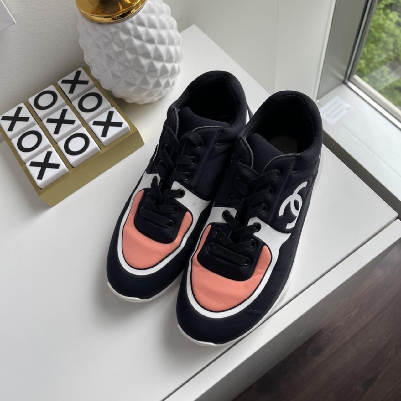 Chanel Trainers Black Peach Size US 37.5