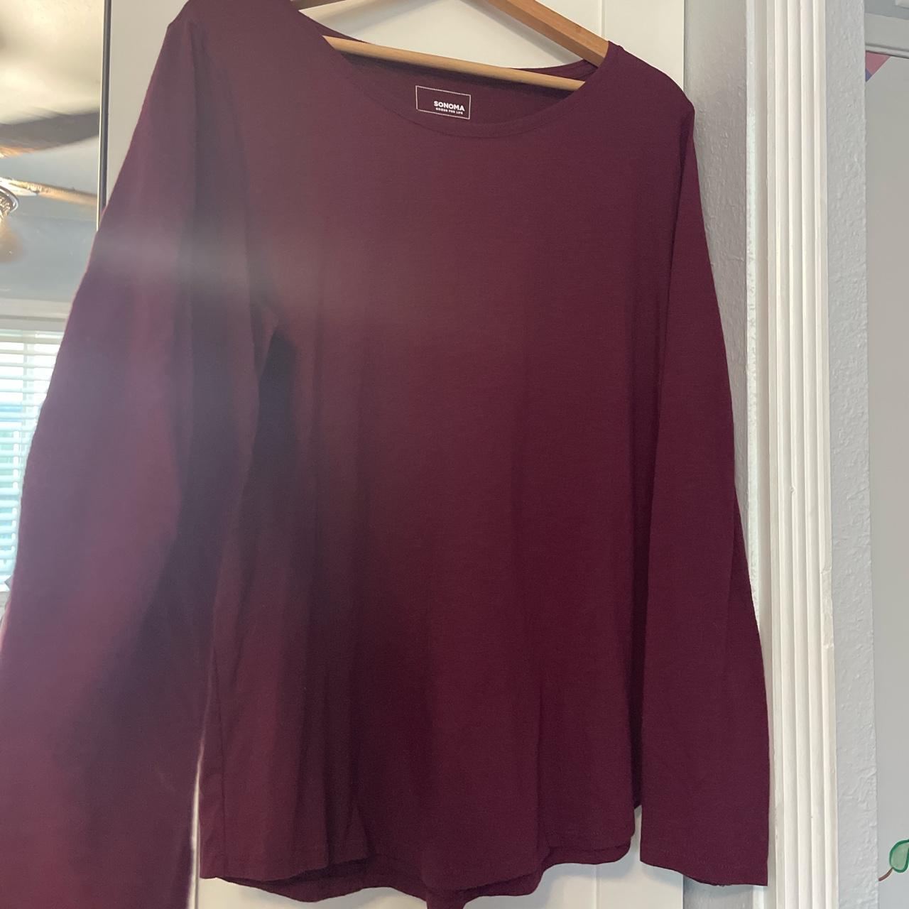 Sonoma Goods for Life Women's Burgundy and Red Shirt | Depop