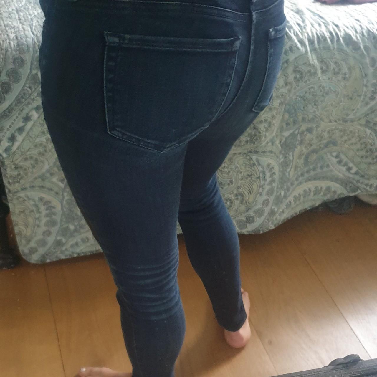 Express jeans with a leather detail.size 8 Depop