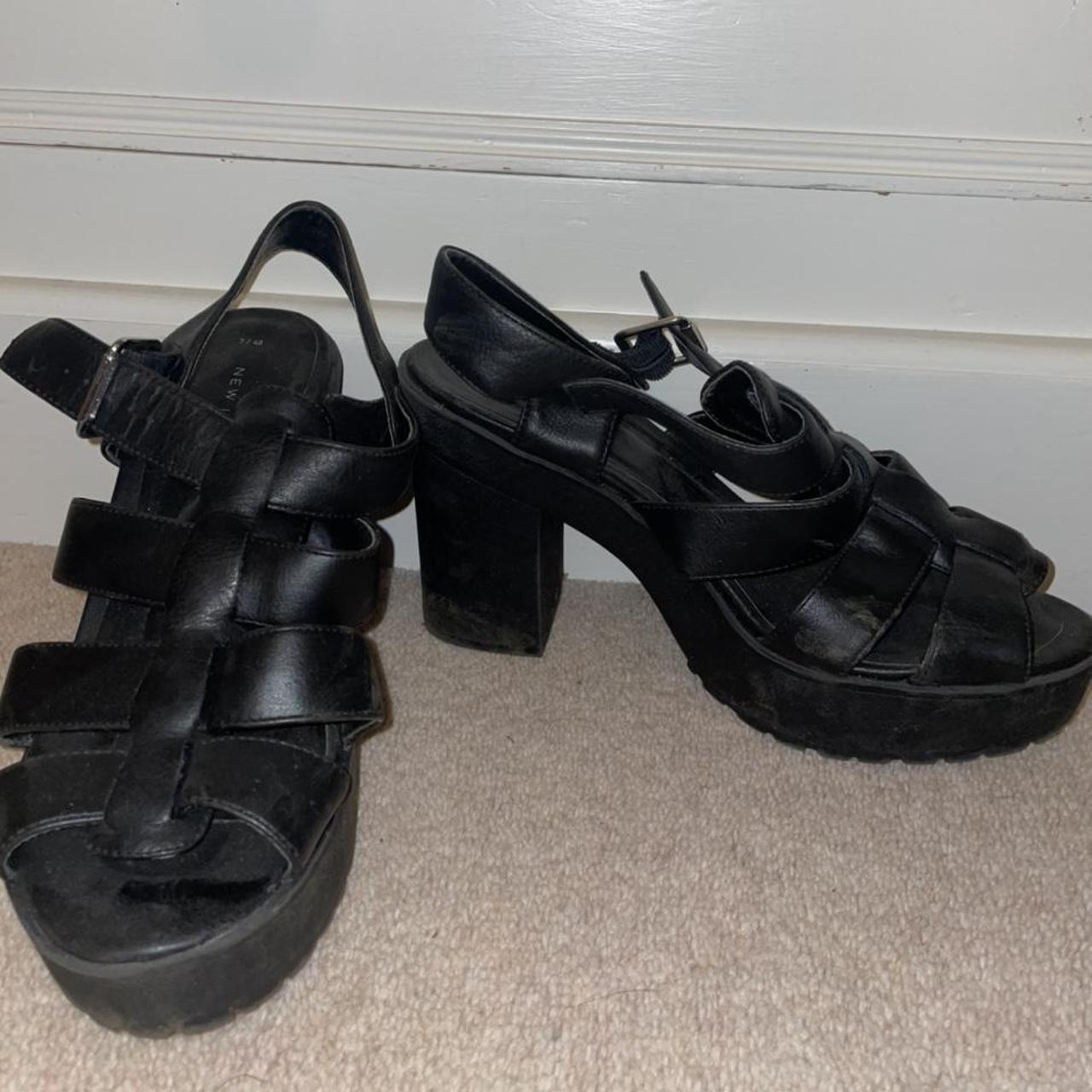 New look chunky fake leather block heels, size... - Depop