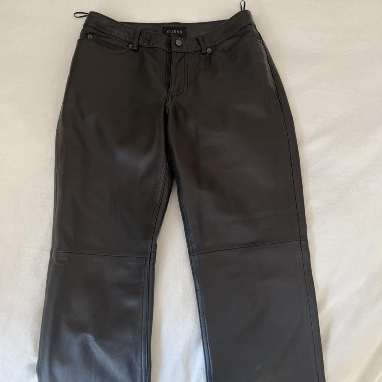 vintage Guess 100% leather pants. marked as size 2... - Depop