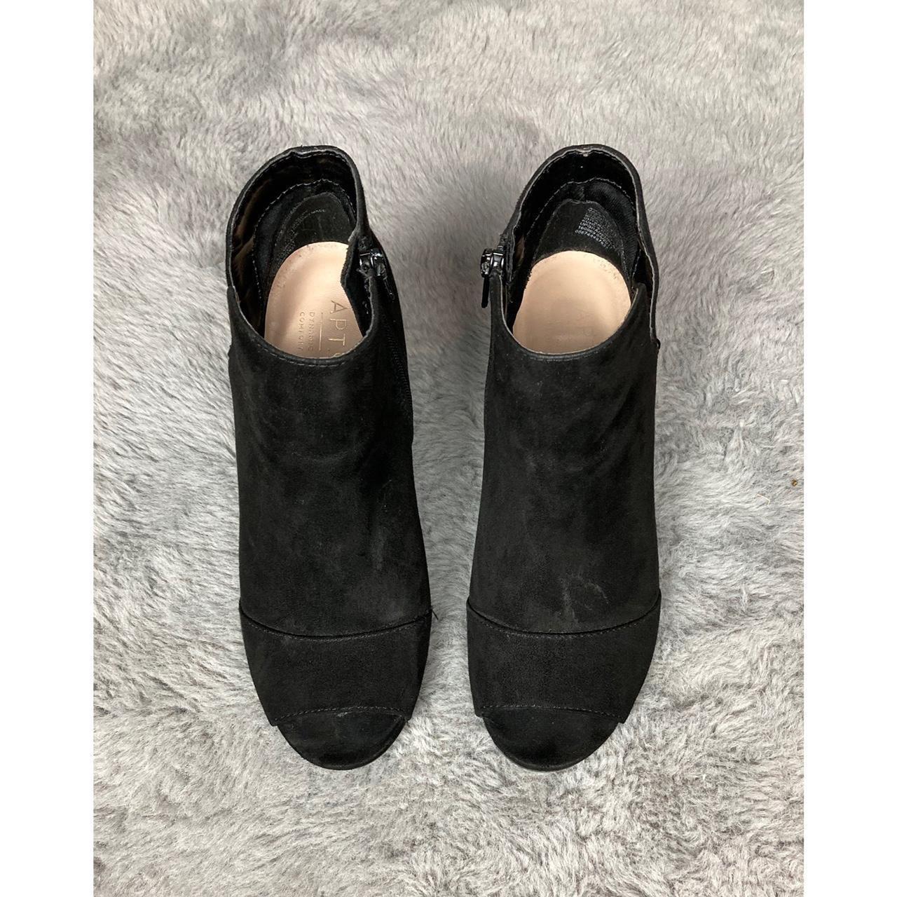 Apt. 9 black peep toe faux suede heel booties with... - Depop