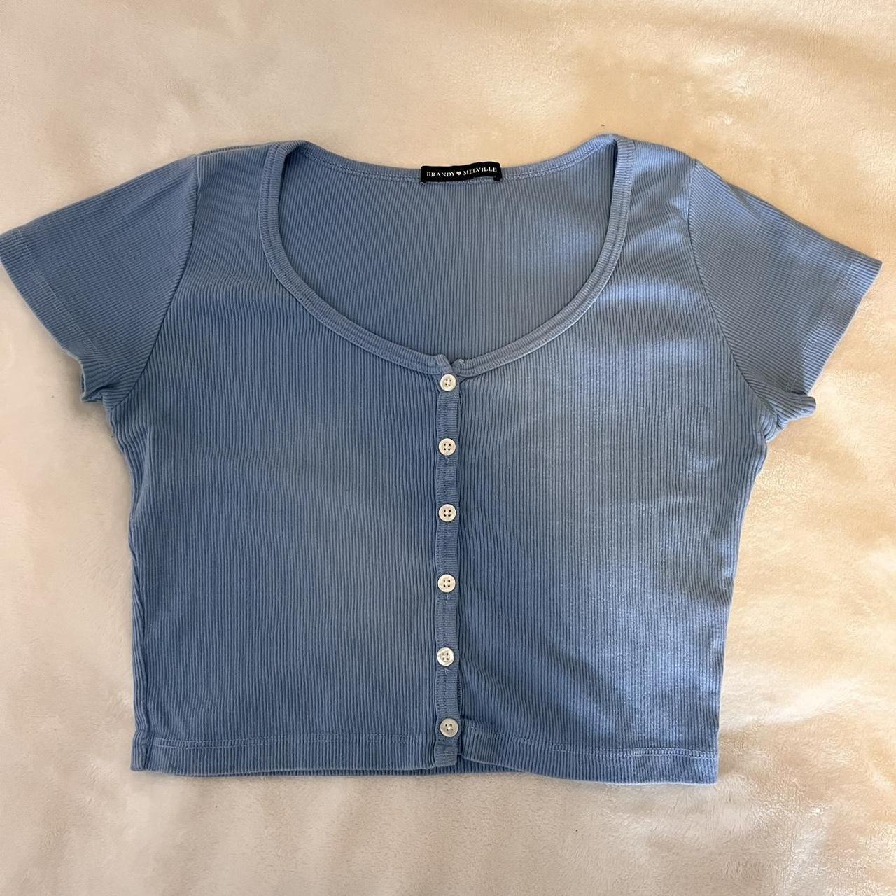 Brandy Melville Women's Blue Crop-top | Depop