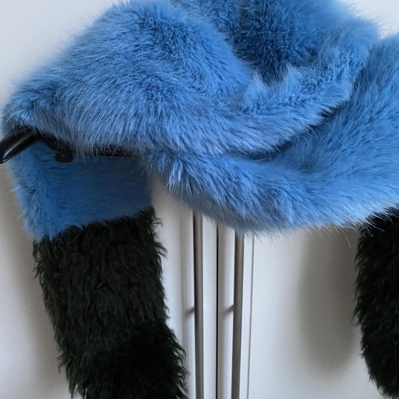 SHRIMPS FAUX FUR SCARF! blue and dark green - only | Depop SHRIMPS FAUX FUR SCARF! blue and dark green - only | Depop