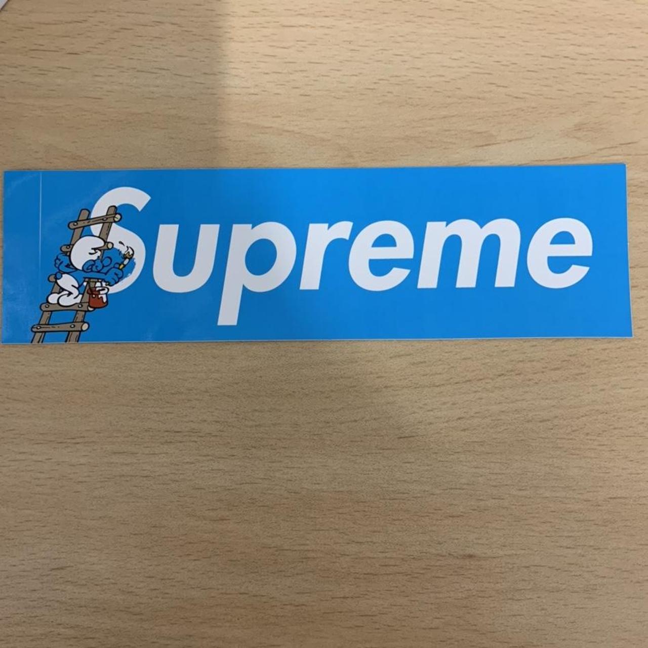 Supreme Blue Smurf Box Logo Sticker | Fall 2020 | Supreme Stickers