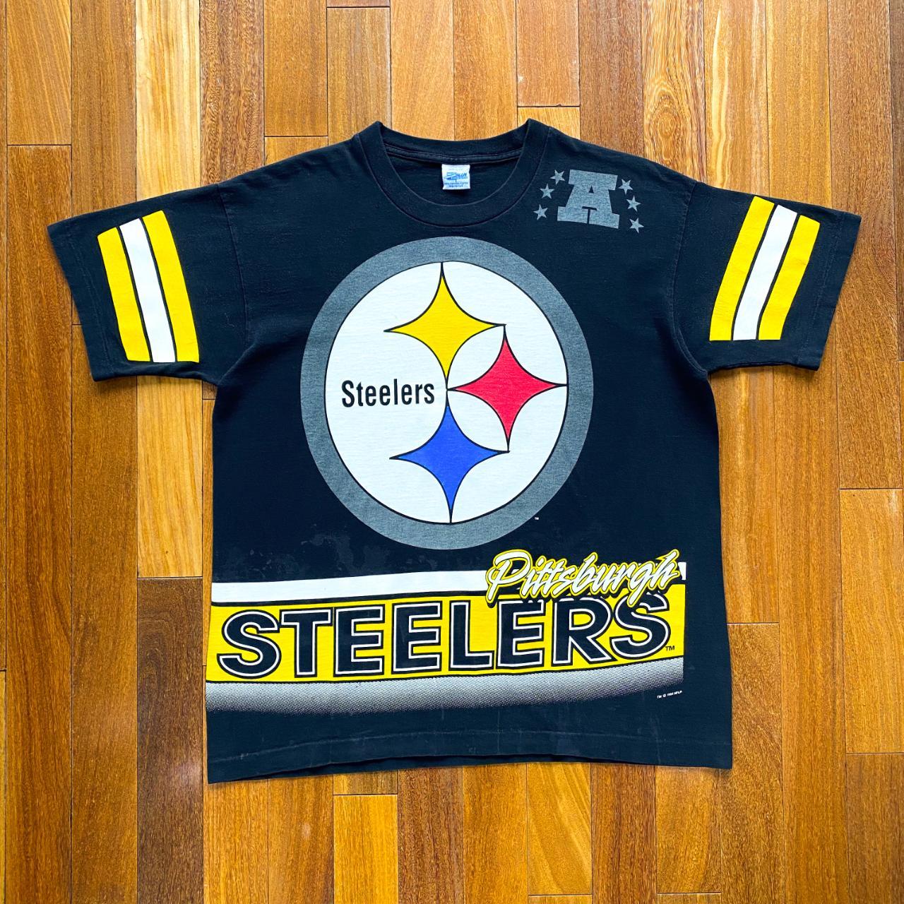 Vtg 90s PITTSBURGH STEELERS NFL Back Print Salem Sportswear T