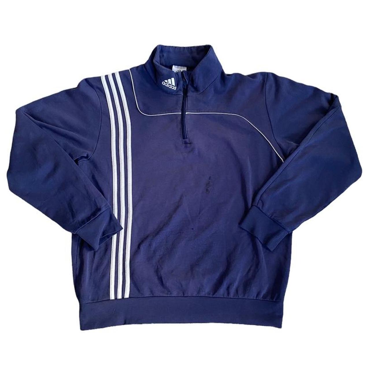 Vintage Adidas Navy Quarter Zip Sweatshirt Size on... - Depop