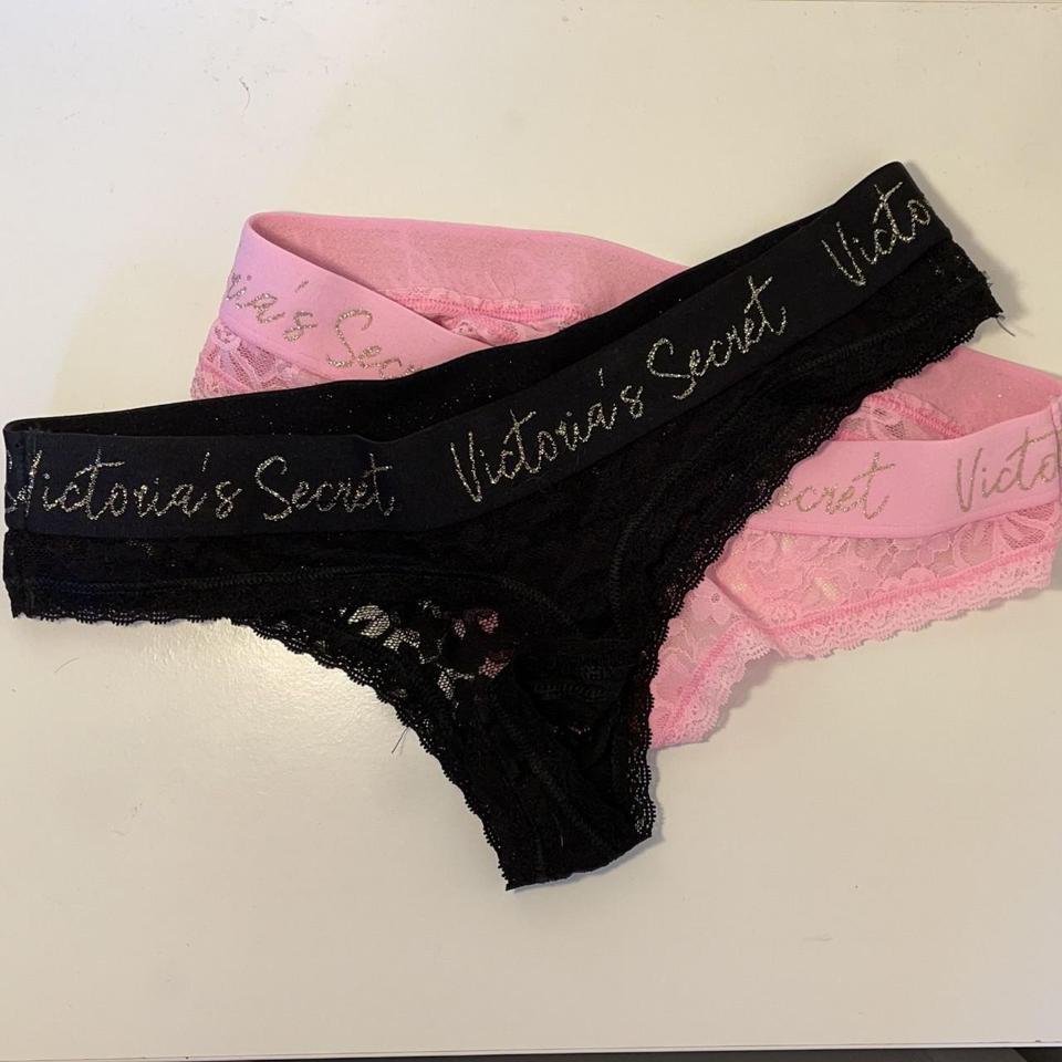 Pink / Victoria's Secret lacy black floral lined - Depop