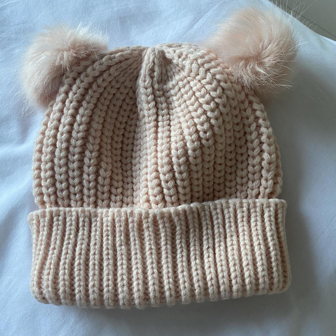 River Island Women's Pink and Cream Hat | Depop