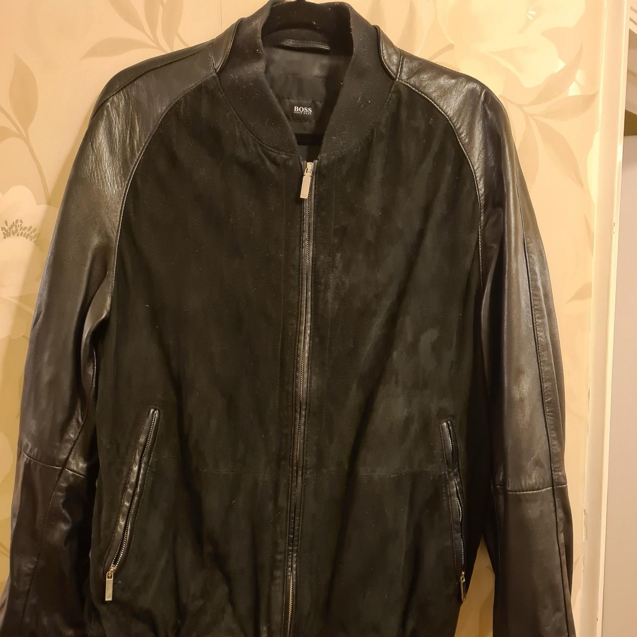 Mens Hugo Boss Real Leather Jacket with Suede Front... - Depop