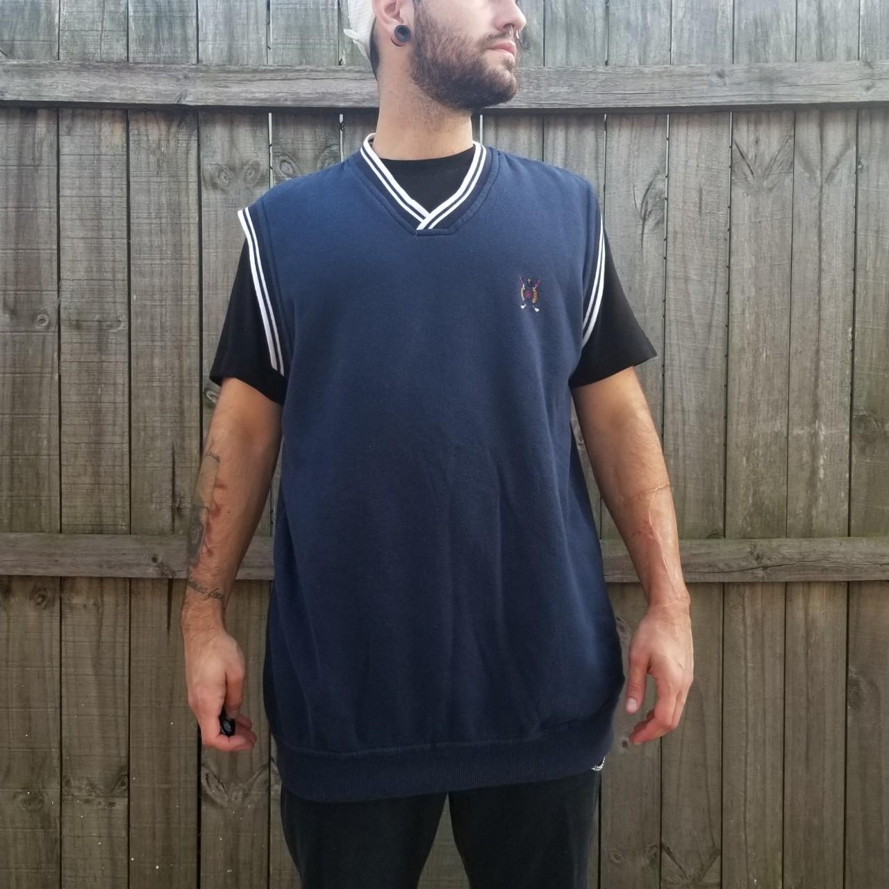 Vintage Bugle Boy sweater vest Navy blue with white... Depop