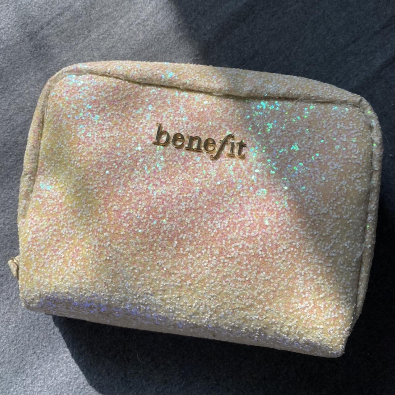 BENEFIT white glitter makeup bag beauty Depop
