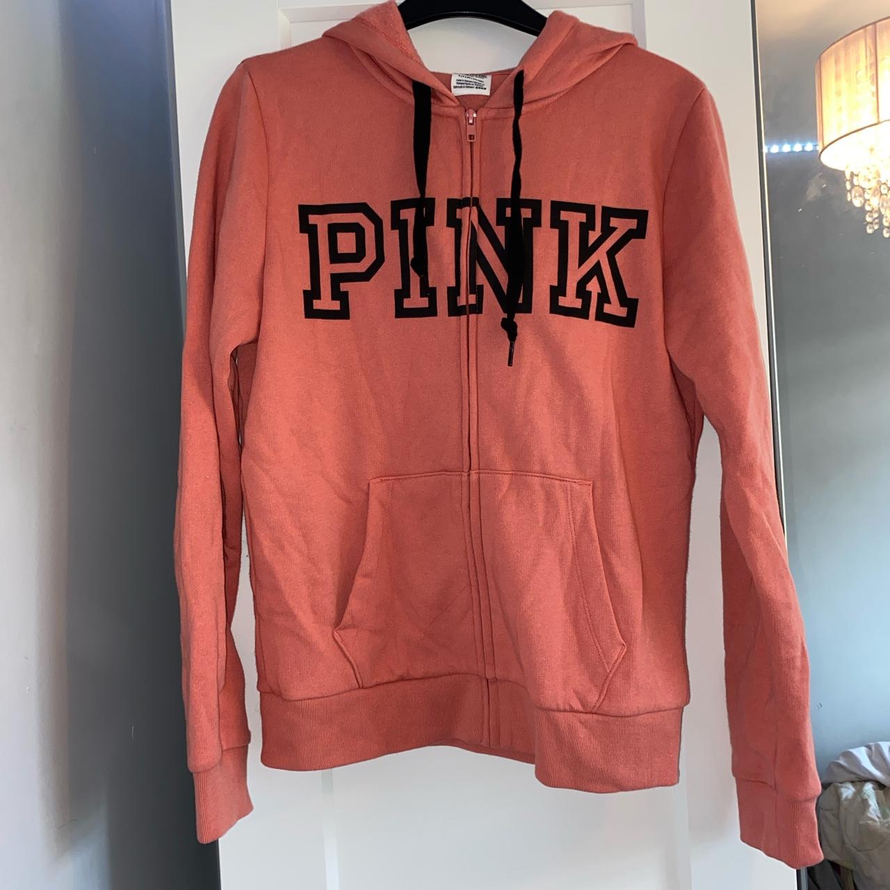 Victoria’s Secret Pink coral/red/orange Zip up... - Depop