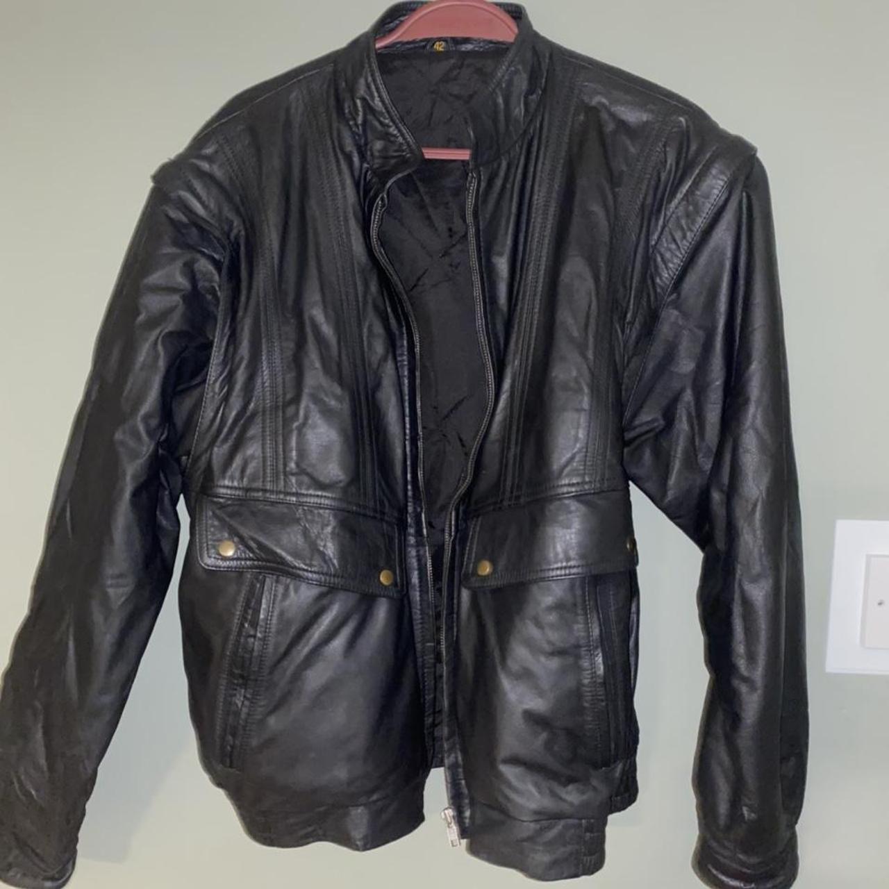 Genuine leather biker jacket. Size 42 chest men’s... - Depop