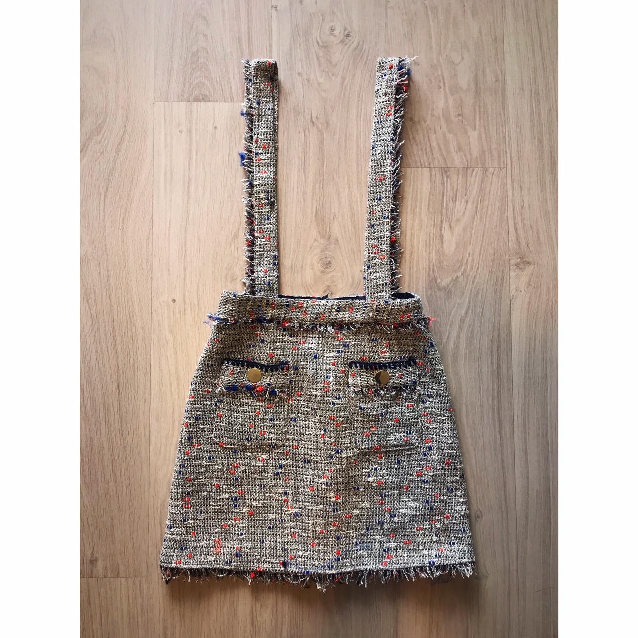 Tweed mini skirt with braces zara sale