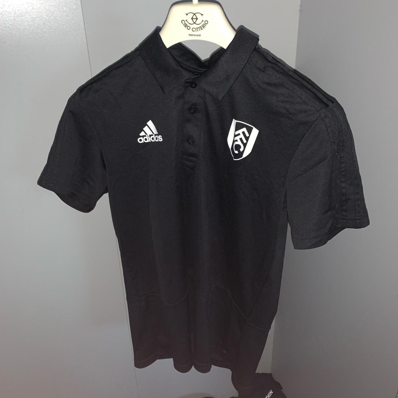 Fulham FC polo shirt, triple black. Size medium,... - Depop