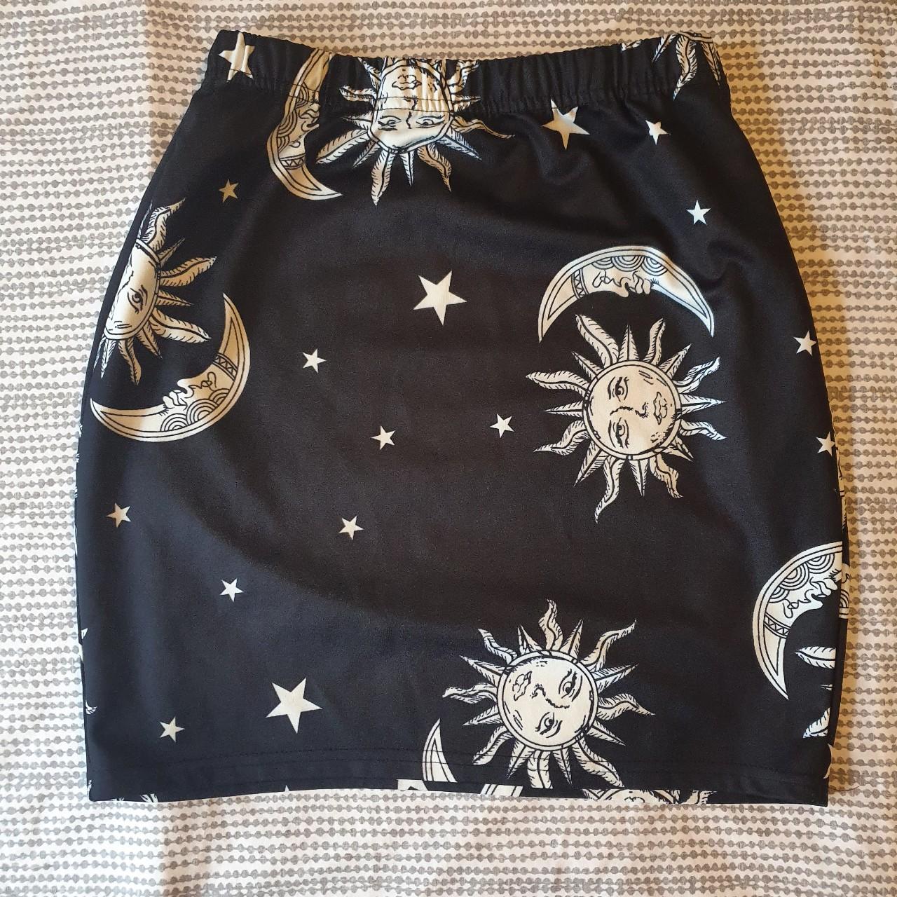 Moon and stars mini skirt, elasticated waist. Size... - Depop
