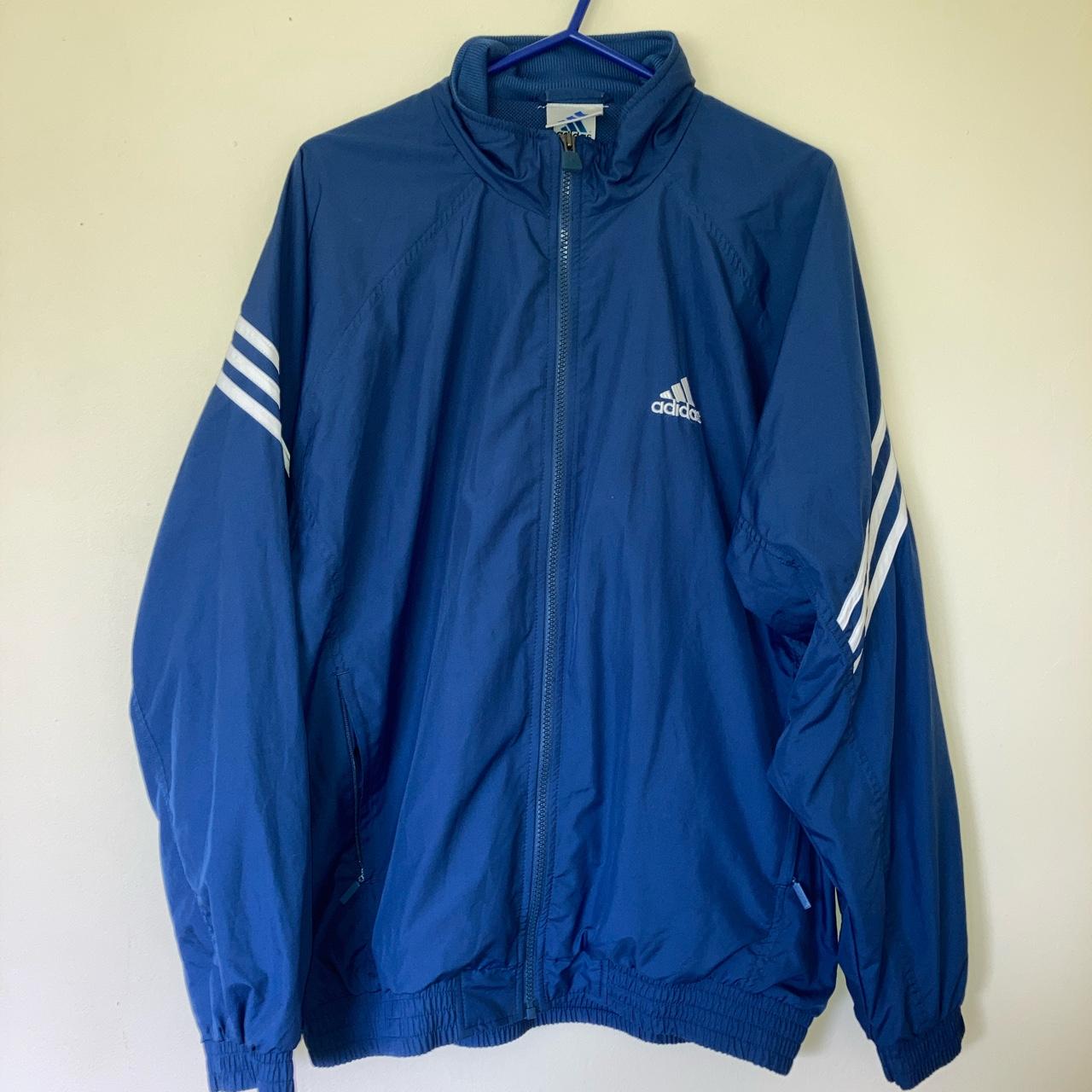 Vintage Blue Adidas Windbreaker Jacket. vintage... - Depop