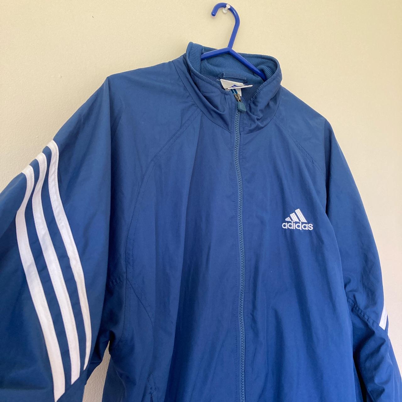 Vintage Blue Adidas Windbreaker Jacket. vintage... - Depop