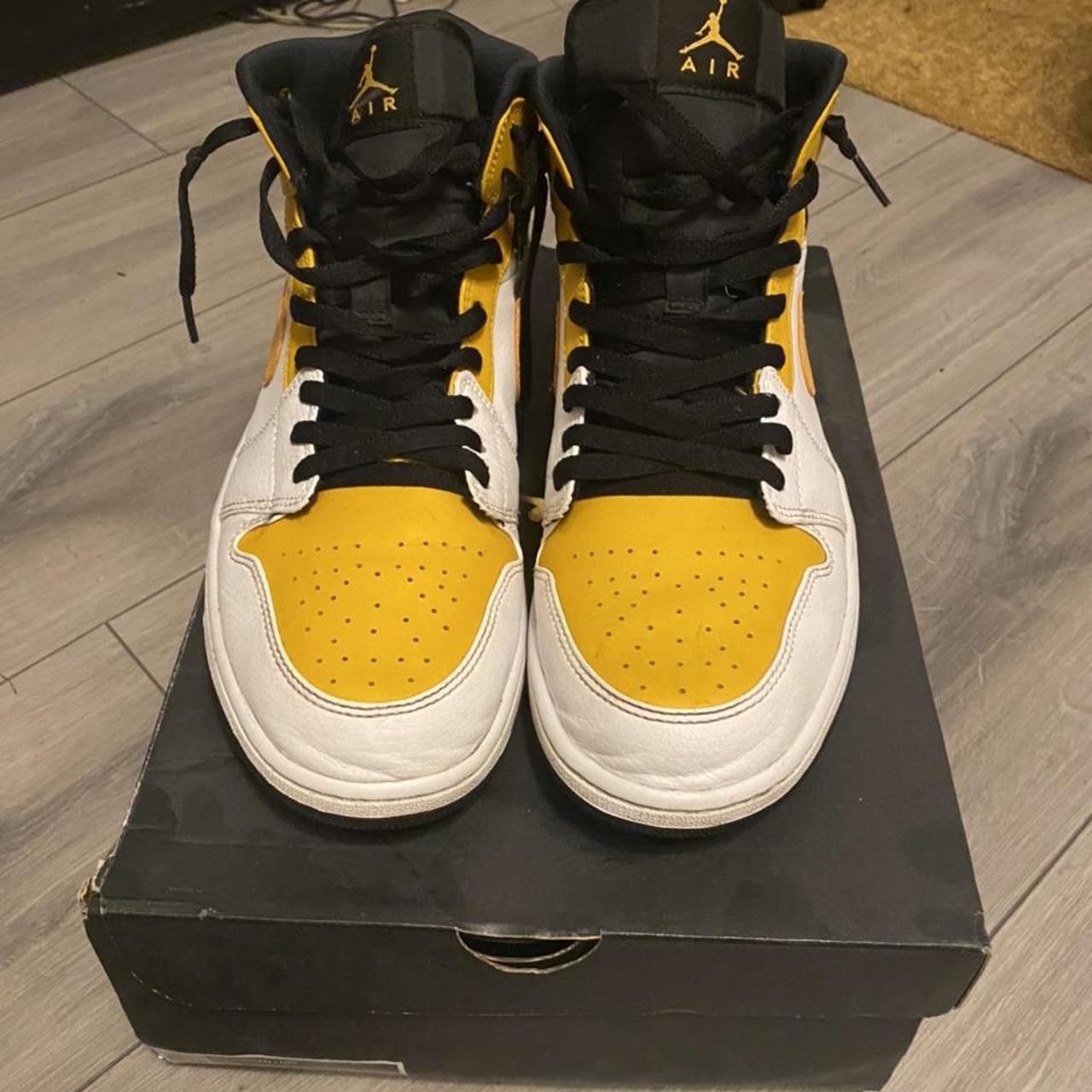 Jordan Men's Yellow and White Trainers Depop